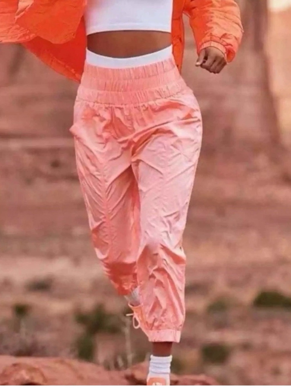FP Movement Free People The Way Home Joggers Coral Pink Papaya Punch Size Large